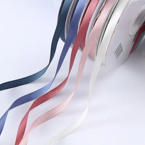 Polyester Satin Ribbon For Flower Bouquet Gift Wrapping DIY Baking Craft Decor Plain Silk Decorative Ribbon