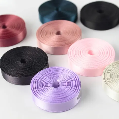 Polyester Satin Ribbon For Flower Bouquet Gift Wrapping DIY Baking Craft Decor Plain Silk Decorative Ribbon
