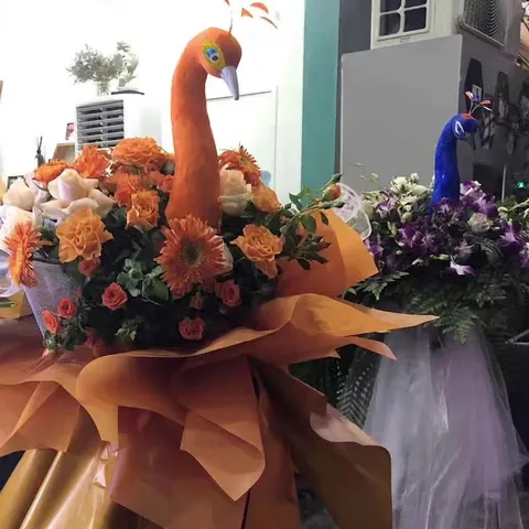 Decoración de Cabeza de Pavo Real Simulado Material de Espuma Flocada Para Accesorios de Arreglo de Canasta de Flores Boda Fiesta Ornamento