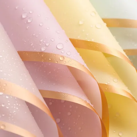 Waterproof Flower Wrapping Paper Gold Border Jelly Film Translucent Bouquet Packaging Paper For Florist Wedding Party Decoration Supplies