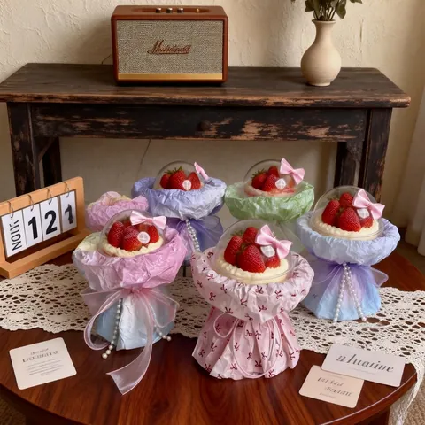 DIY Cake Bobo Cup Bouquet Packaging Material Kit Handmade Gift Wrapping Decor With Ribbon For Friends Birthday Party