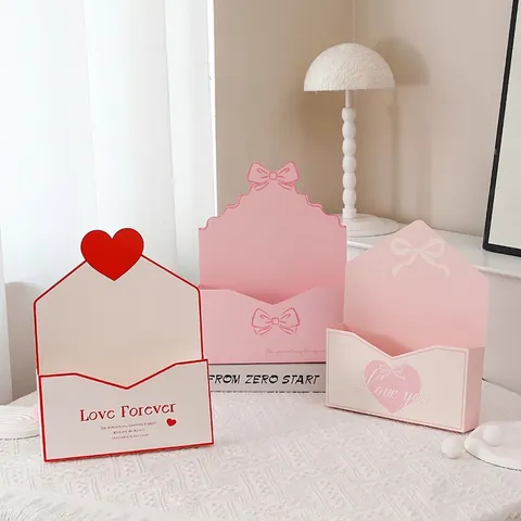 Creative Envelope Flower Box Cardboard DIY Floral Arrangement Packaging Box For Wedding Valentine Birthday Gift Decor