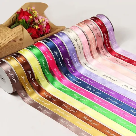 Just For You Letter Printed Satin Ribbon For Gift Wrapping Bouquet Cake Decoration DIY Polyester Decorative Craft Ribbon