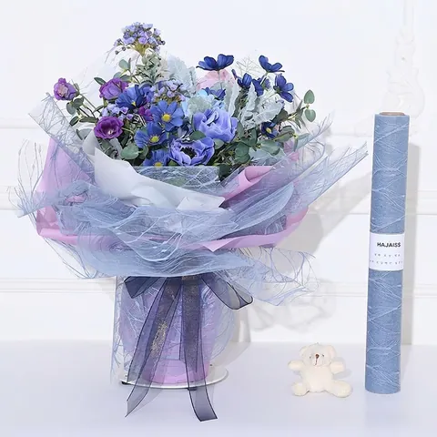 Tissu en Maille Motif Éclair Style Coréen Tulle de Fée pour Emballage Floral Bouquets de Roses Emballage Cadeau DIY Fournitures d'Artisanat