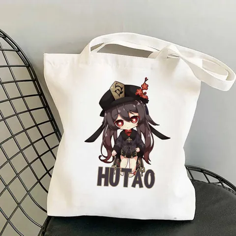 Harajuku Segeltuch Totebag Anime Grafik Bedruckt Umhängetasche Casual Baumwolle Handtasche Für Studenten Schule Einkaufstasche