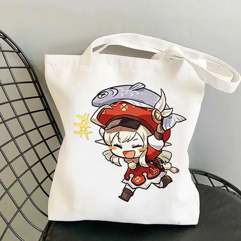 Harajuku Segeltuch Totebag Anime Grafik Bedruckt Umhängetasche Casual Baumwolle Handtasche Für Studenten Schule Einkaufstasche