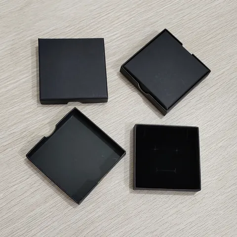 Luxury Black Matte Cardboard Jewelry Gift Box Square Thin Two Piece Storage Box For Necklace Earring Ring Bracelet With Sponge Liner