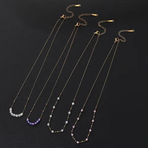 Collana in Acciaio Inossidabile Placcato Oro 18K con Zirconia Impermeabile Anti-Scolorimento Elegante Mini Gioielli Donna
