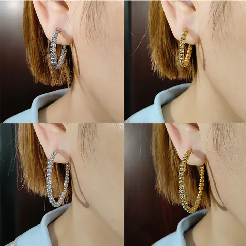 Wasserfeste Edelstahl C-Förmige Creolen Für Damen Köperperlen Gold Silber Zweifarbig Minimalistischer Schmuck