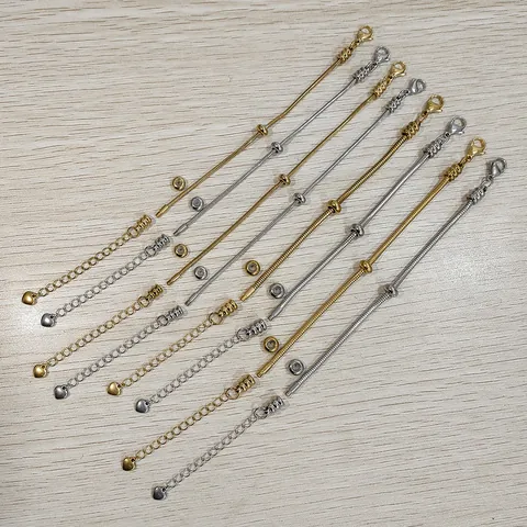 Stainless Steel Snake Chain Bracelet Gold Silver Plated DIY Beads Bracelet With Heart Pendant Adjustable Hand Chain Jewelry For Women