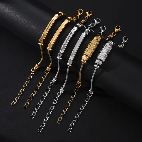 Edelstahl Gebogenes Rohr Schlangenkette Armband Für Damen Herren Unisex Inspirierende Buchstaben Graviertes Verstellbares Armband Schmuck