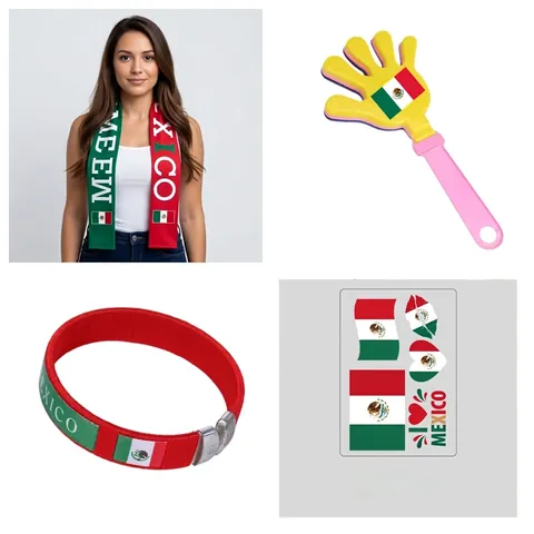 Soccer Fan Cheer Kit With Scarf Hand Clapper Wristband Tattoo Stickers National Team Theme Football Match Accessories