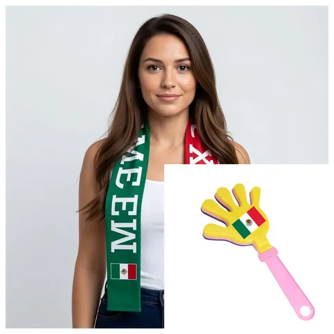 Soccer Fan Cheering Set National Flag Scarf And Plastic Hand Clapper For Sports Match Events France Mexico Canada Argentina Fans