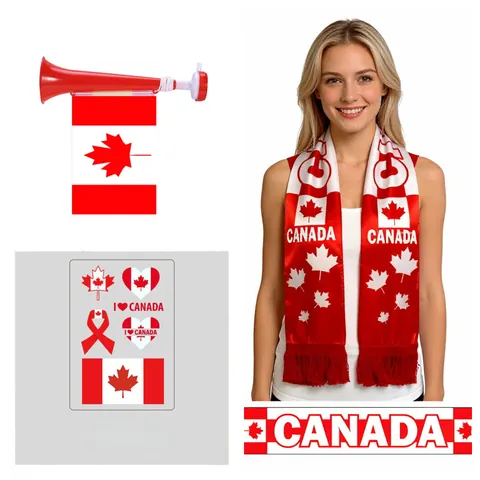 Soccer Fan Cheering Kit USA Canada Mexico Argentina France Scarf Horn And Face Stickers National Flag Events Soccer Match Supplies