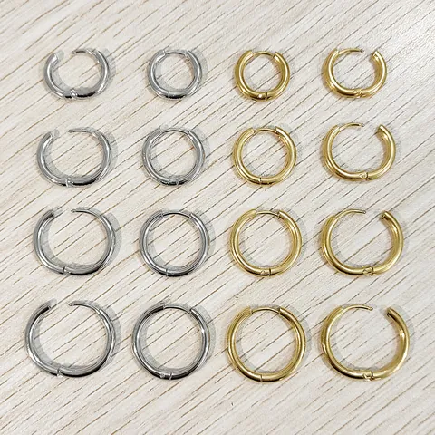 Minimalist Stainless Steel Hoop Earrings For Women Men Titanium Steel Waterproof Non-Fading C Shaped Ear Buckle Circle Jewelry