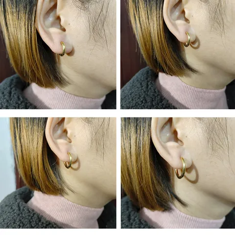 Minimalist Stainless Steel Hoop Earrings For Women Men Titanium Steel Waterproof Non-Fading C Shaped Ear Buckle Circle Jewelry