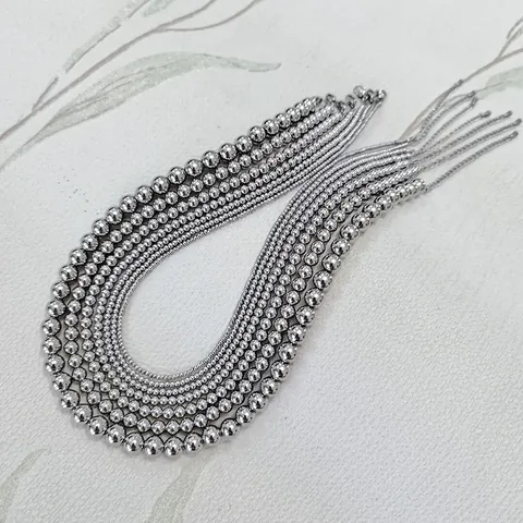 Minimalist Stainless Steel Bead Chain Necklace For Women Waterproof Non-fading Silver Gold Plated Round Ball Necklace Fashion Jewelry Gift