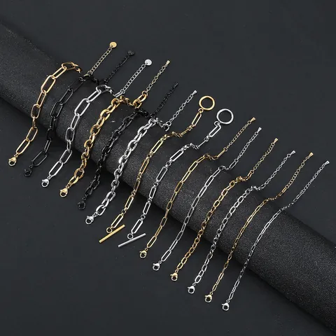 Minimalist Stainless Steel Chain Bracelet For Men Women Waterproof Electroplated Geometric Link Toggle Lobster Clasp Jewelry Gift
