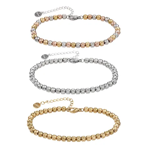 Bracciale a Sfere in Acciaio Inossidabile con Taglio Diamante da Donna Placcato Oro e Argento PVD Bracciale con Estensione Gioielli