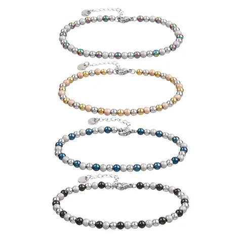 Minimalist Edelstahl Perlenarmband Für Damen Mehrfarbig Zweifarbig Nicht Verblassend PVD Beschichtet Verstellbares Kettenarmband Schmuck Geschenk