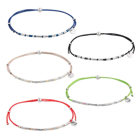 Minimalist Stainless Steel Morse Code Braided Bracelet For Women Men Adjustable Cord Bracelet Fashion Jewelry Gift