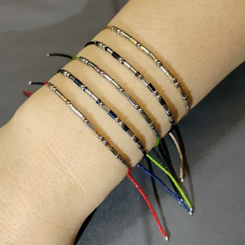 Minimalist Stainless Steel Morse Code Braided Bracelet For Women Men Adjustable Cord Bracelet Fashion Jewelry Gift
