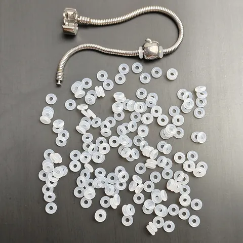 Anelli di Posizionamento Elastici in Gomma Siliconica per Gioielli DIY Bracciale Collana Guarnizione Fermaperline Bianco
