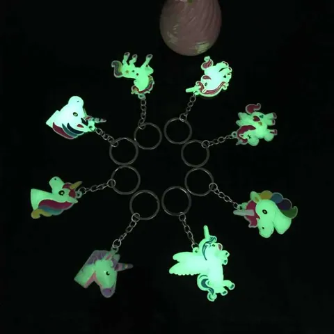 Portachiavi Unicorno Luminoso in PVC Morbido Cartone Animato Cavallo Fluorescente Accessorio Portachiavi per Bambini Donne Regalo
