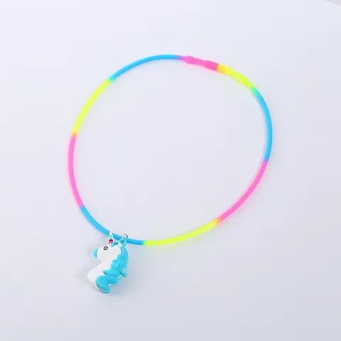 Collana in Silicone Unicorno Arcobaleno per Bambini Collana con Ciondolo in PVC Animale Cartone Animato Gioielli Festa Regalo