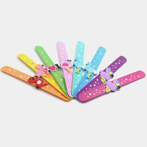 Cartoon Flamingo Slap Bracelet Silicone PVC Wristband With Star Pattern For Kids Party Favors Gift