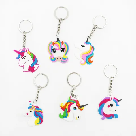 Portachiavi Unicorno Cartone Animato Pendente Cavallo Arcobaleno Gomma Morbida PVC Simpatico Anello Chiavi Accessorio Borsa Regalo Bambini