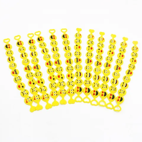 PVC Emoji Bracelet Rubber Cartoon Smile Face Wristband For Kids Party Favors Gift Unisex Yellow Silicone Bracelet
