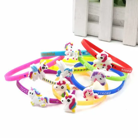 Einhorn Silikon Armband Cartoon 3D PVC Tropfkleber Sport Armband Mehrfarbig Inspirierendes Wort Armband Für Kinder Party Geschenk