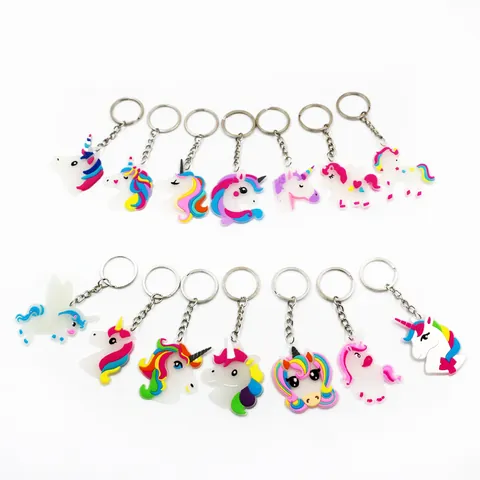 Portachiavi Unicorno Luminoso in PVC Morbido Cartone Animato Cavallo Fluorescente Accessorio Portachiavi per Bambini Donne Regalo