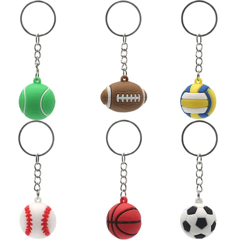 Portachiavi Palla Sportiva Simulazione Silicone 3D Calcio Basket Tennis Pallavolo Rugby Baseball Pendente Borsa Chiavi