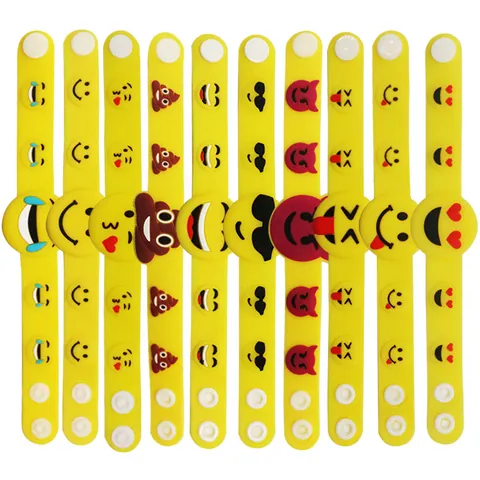 Braccialetto in Silicone con Emoji Giallo per Bambini Cinturino in PVC Regolabile Stile Slap Ring Gioielli alla Moda