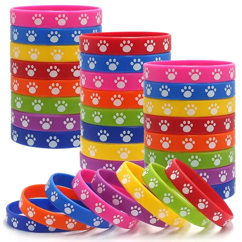 Silicone Wristband With Cat Paw Print Pattern Waterproof Elastic Rubber Bracelet For Party Favors Kids Adults Gift Jewelry