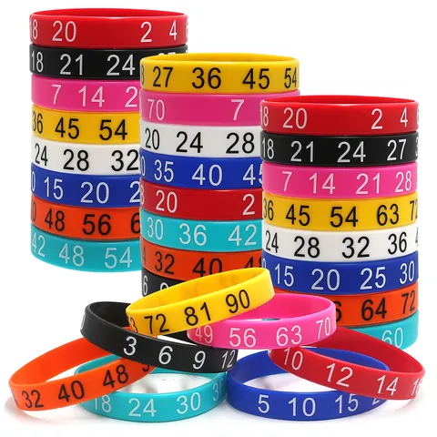 Colorful Silicone Wristband With Digital Number Printing Soft Rubber Bracelet For Party Favors Sports Events Educational Gift Universal Fit