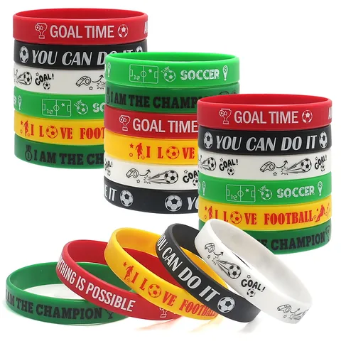 Braccialetti Motivazionali in Silicone a Tema Calcio per Feste Sportive Bracciali Elastici in Gomma per Bambini e Adulti