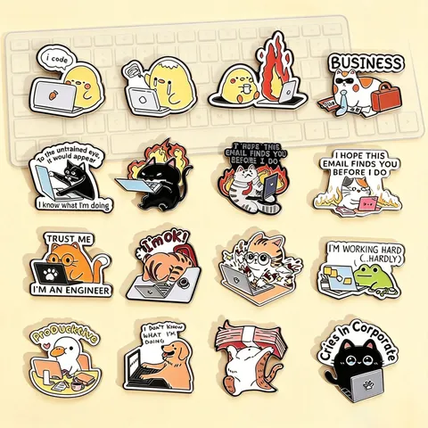 Lustige Cartoon Arbeitsplatz Tier Emaille Pin Humorvolle Büro Slogan Legierung Abzeichen Für Rucksack Kleidung Dekoration Geschenk