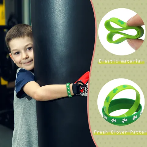 Bracciale in Silicone San Patrizio Trifoglio Verde per Uomo Donna Decorazione Festa Lucky Irish Lettera Stampata Gioielli Regalo