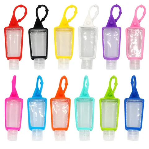 30ml Trapezoidal PET Travel Bottle With Hollow Silicone Sleeve Portable Hand Sanitizer Dispenser Container For School Backpack