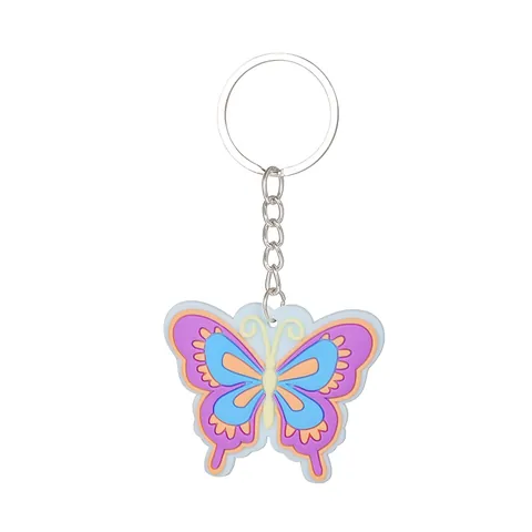 Portachiavi a Forma di Farfalla in Cartone Animato in PVC Morbido Ciondolo a Forma di Animale per Decorazione Borse Zaino Regalo