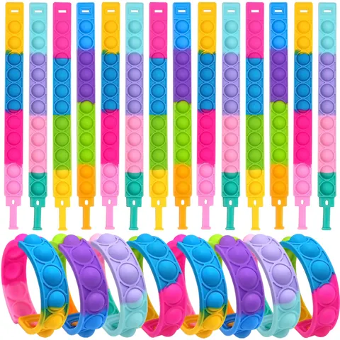 Braccialetto Fidget a Bolle in Silicone Giocattolo Antistress per Bambini Adulti Cinturino Sensoriale Pop Multicolore