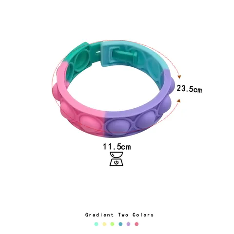 Braccialetto Fidget a Bolle in Silicone Giocattolo Antistress per Bambini Adulti Cinturino Sensoriale Pop Multicolore