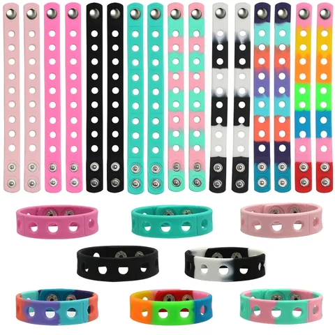 Adjustable Silicone Hole Wristband Colorful Bracelet Waterproof Sports Identification Band for Birthday Party Gifts
