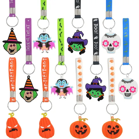 Set di Portachiavi in Silicone di Halloween Portachiavi Creativo a Cuore Zucca Strega Scheletro Vampiro Charms Regalo per Festa Studenti