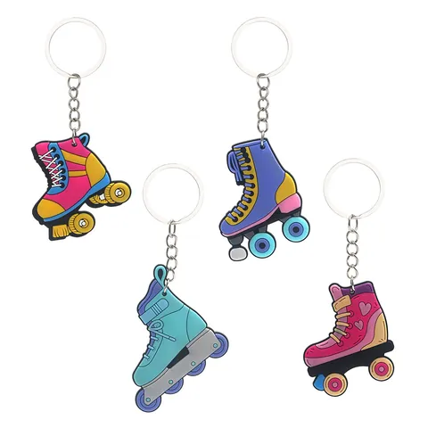 Cartoon PVC Roller Skate Keychain Retro Colorful Skates Bag Pendant Accessory For Party Favors Kids Gift Backpack Charm