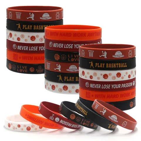 Basketball Silicone Wristbands Sport Rubber Bracelets For Men Women Kids Inspirational Quote Printed Party Favors Gifts