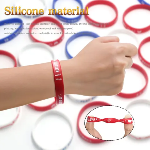 Softball Baseball Silicone Bracelet Play Ball Never Give Up Home Run Motivational Sport Wristband For Athletes Adult Youth Team Gift